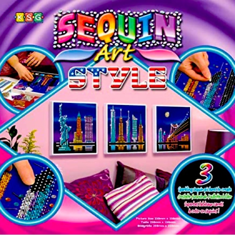 Sequin art NIB fun for all ages and comes out beautiful can hang on the wall